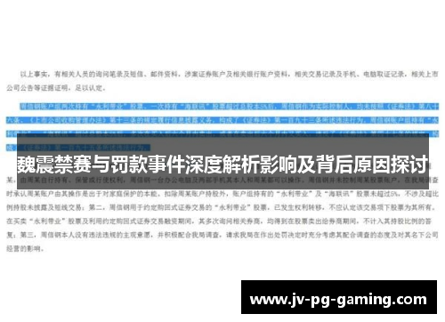 魏震禁赛与罚款事件深度解析影响及背后原因探讨